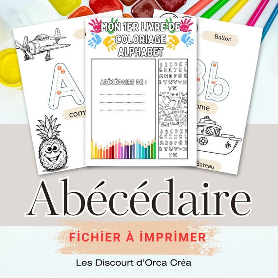 Mon Premier Livre de Coloriage Alphabet PDF | + BONUS Coloriage Noël  | Abécédaire 26 Pages A4 Imprimables | Téléchargement Instantané