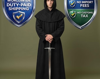 Męska średniowieczna szata mnicha z bawełny z kapturem, renesansowy habit zakonnika, mroczny zbieracz, kostium LARP Fantasy Priest, Halloween