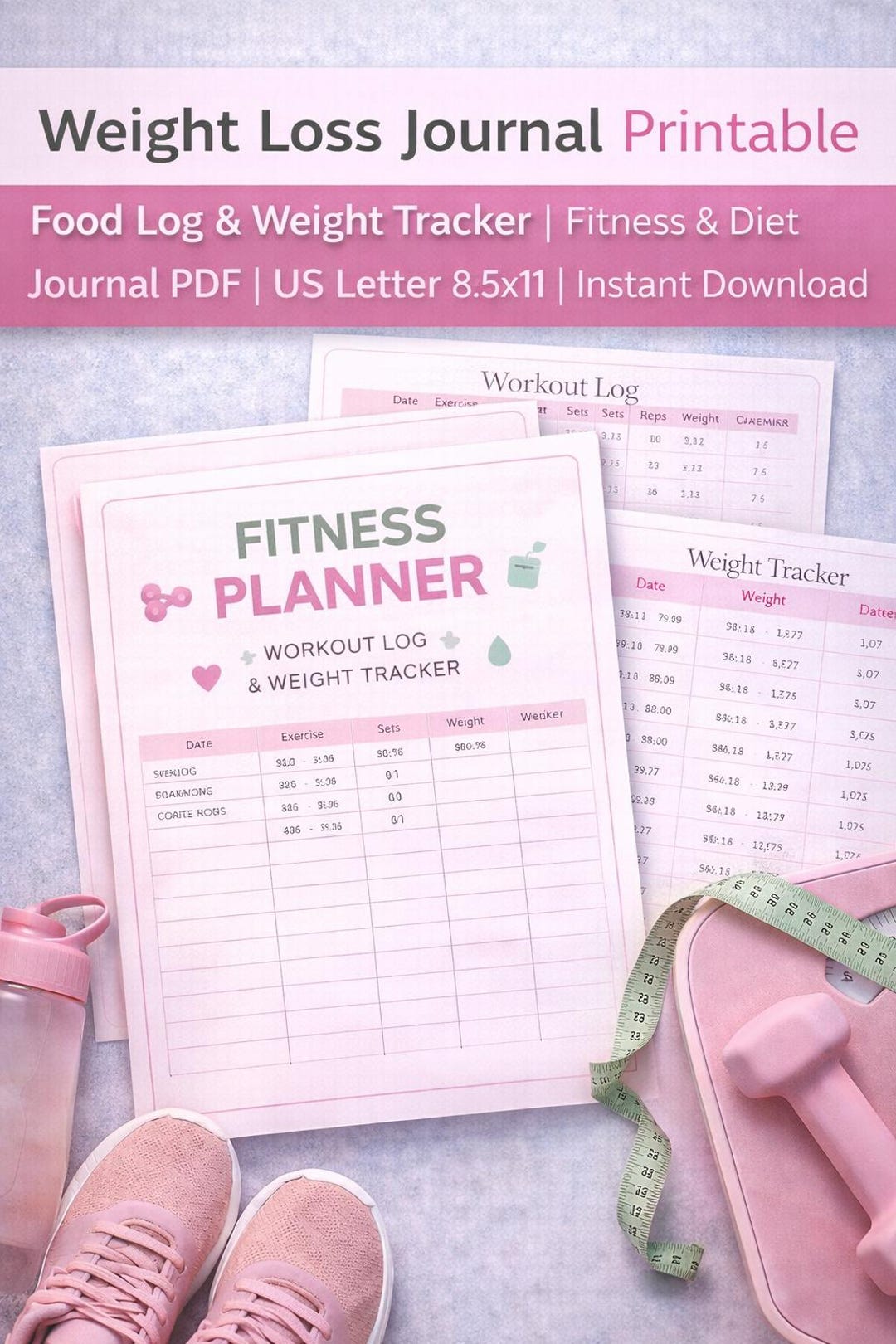 Weight Loss Journal Printable | Food Log Weight Tracker | Fitness ...