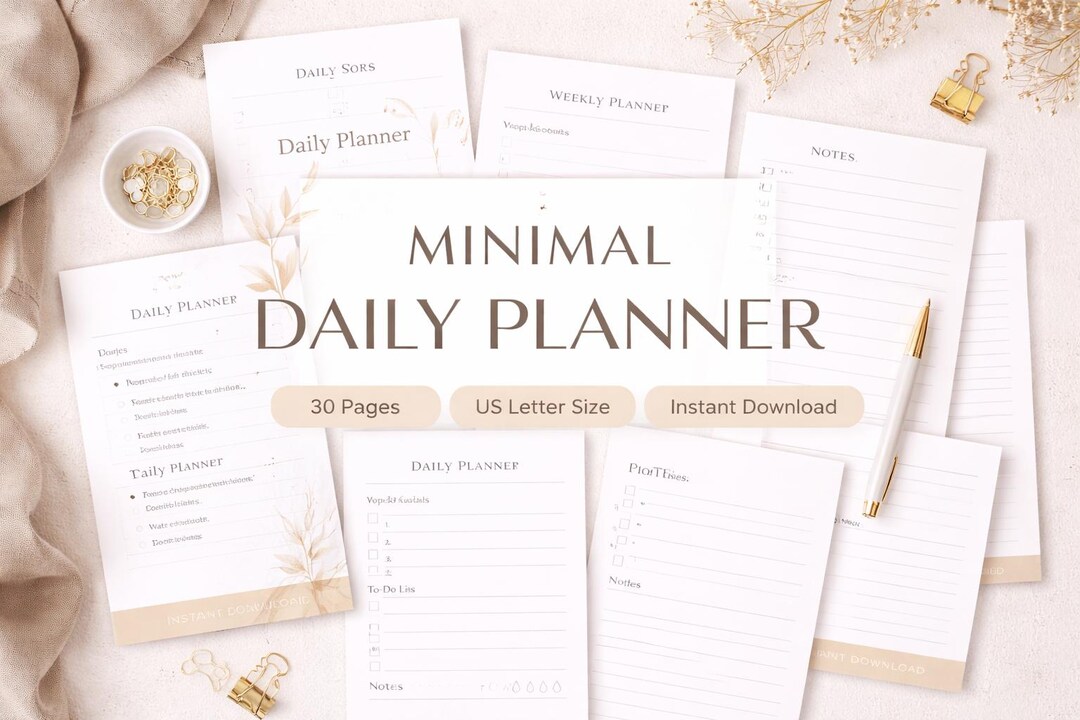 Minimal Daily Planner Printable | Productivity Planner PDF | Daily ...