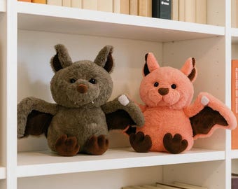 Bat Plush Toy Decor, Halloween Bat Plush Figurine, Soft Bat Stuffed Animal, Gothic Home Decor Accent, Cozy Shelf Plush Gift