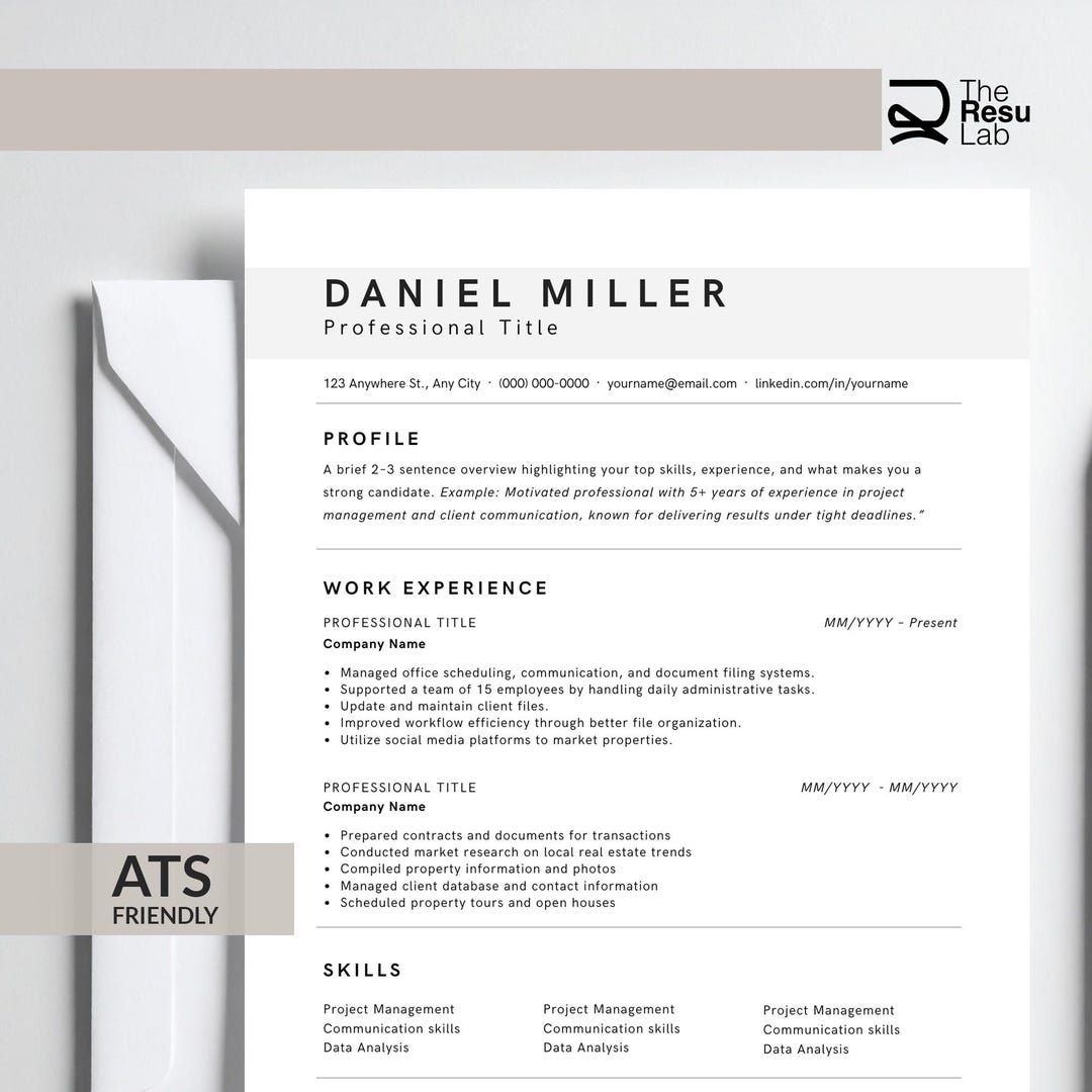 Manager Resume Template ATS Friendly Corporate Professional Word Canva ...