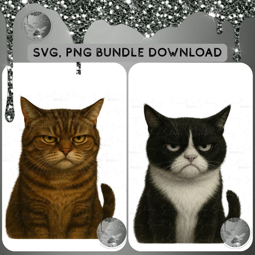 Grumpy Cat SVG & PNG Bundle – Cute Cat Design/ Cat for Cricut, T-shirts ...