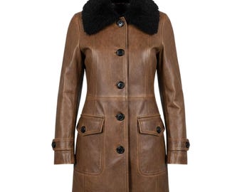 Vintage Mantel Leder Trenchcoat Knopfleiste Winter Slim Fit Jacke
