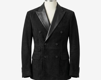 Vintage Suede Blazer Leather Coat Genuine Black Outfit Western Style Suede Jacket