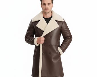 Handmade Shearling Coat Winter Fur Trench B3 Jacket