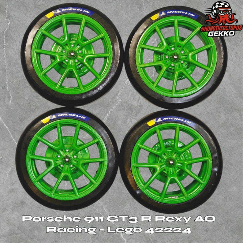 BBS wheels + tires for Lego 42224 - Porsche 911 GT3 R Rexy AO Racing Car (3D printed) image 2