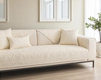 Cotton Jacquard Sofa Cover: Non-Slip, Universal Fit