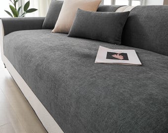 Copridivano in ciniglia, antiscivolo, morbido e resistente, universale, per la decorazione di mobili da soggiorno.