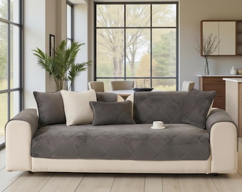Velvet Sofa Cover | Soft Non-Slip Couch Protector | Nordic Living Room L-Shape Lounge Slipcover