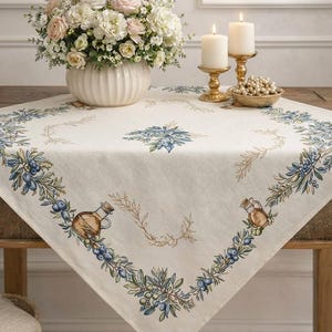 Beige Square Tablecloth 97x100 cm (38x39 inch), Microfiber Table Cover, Neutral Everyday Tablecloth