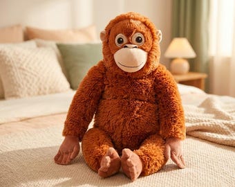 Punch Monkey Plush | Viral Orangutan Stuffed Animal | Giant Kawaii Plush Toy | Emotional Support Gift for Her | Djungelskog Style