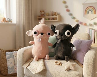 Cute Chihuahua Plush Toy, Kawaii Dog Plush Toy, Funny Big Eyes Stuffed Animal, Gift for Dog Lover, Cute Aesthetic Gift