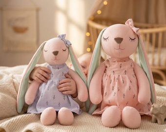 Bunny Plush Toy, Soft Cuddly Rabbit Stuffed Animal, Baby Gift, Handmade Bunny Doll, Calming Plush, Cute Kids Toy