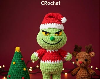 Grrinch Amigurumi Crochet Pattern, Christmas Doll (PDF Pattern)