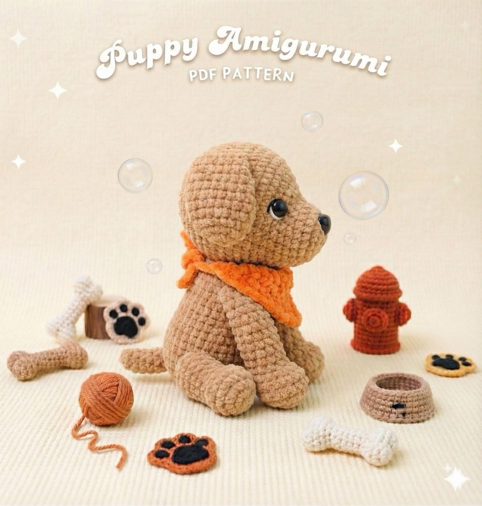Crochet Golden Retriever Puppy Pattern, Beginner Amigurumi (PDF Pattern ...
