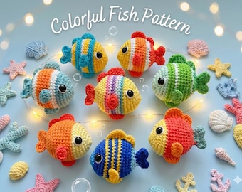 Patrón de pez dorado colorido a crochet, amigurumi sin costura (patrón PDF)