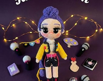 Crochet Pattern  K-Pop Demon Hunters Rumi | Chibi Doll Amigurumi PDF | Cute Anime Style Crochet Dolls | Digital Download