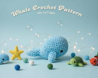 No Sew Whale Crochet Pattern, Blue Amigurumi Plushie (PDF Pattern)