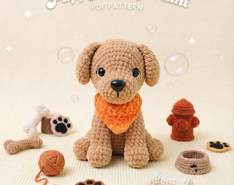 Crochet Golden Retriever Puppy Pattern, Beginner Amigurumi (PDF Pattern)