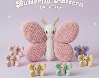 No-Sew Butterfly Amigurumi Crochet Pattern (Digital PDF)