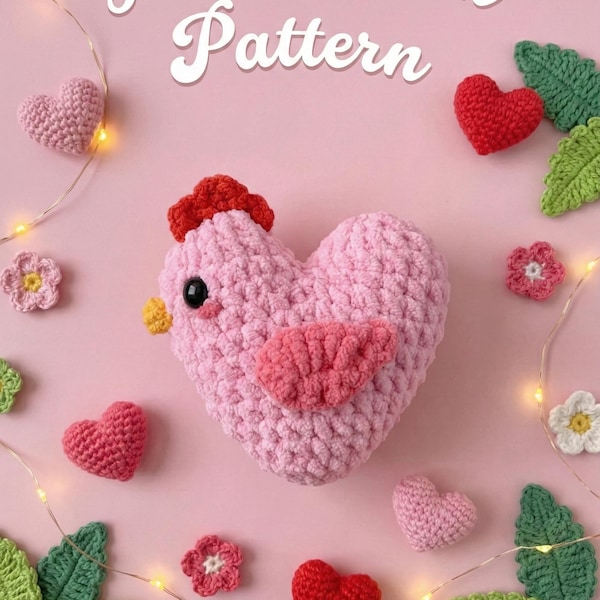 Heart Chick Crochet Pattern – Valentine's Day Amigurumi (PDF Pattern)