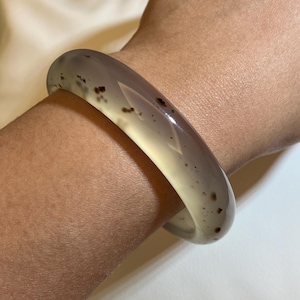 62mm Monata Agate Bangle Bracelet,Translucent Scenic Agate Cuff,  Painting Quartz Stone, Unique Nature Inspired Jewelry, Gift for Her