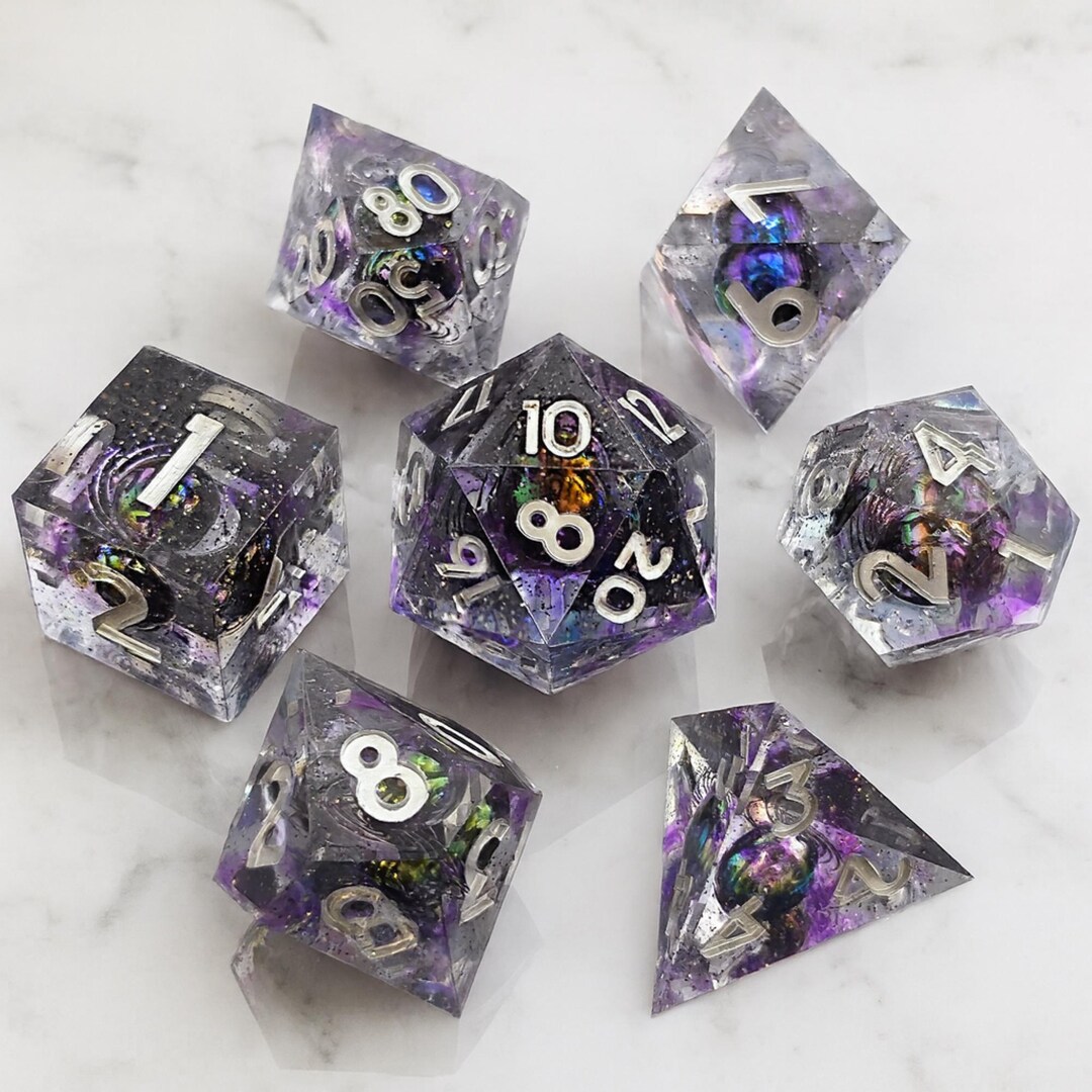Galaxy Resin DND Dice Set Sharp Edge Polyhedral for Dungeons