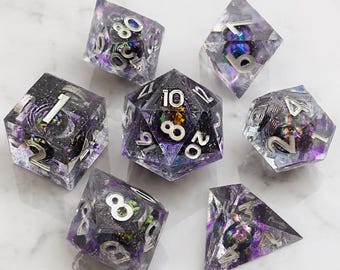 Galaxy DND Dice Set Resin Sharp Edge Polyhedral Space Planet Dungeons Dragons RPG