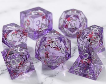 DND Tärningsset Plum Blossom Liquid Core Sharp Edge Resin Polyhedral RPG Gåva Gamers