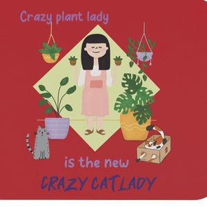Cat Lady and Plants Mouse Pad, Cute Cat Lover Desk Decor, Floral Gaming Mousepad, Gift for Plant Moms, Rectangle Mat for Office and Home,