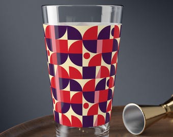 Geometric Retro Starburst Mixing Glass | Mid-Century motif inspired 16oz