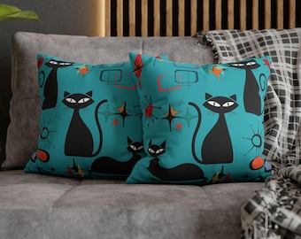 Atomic Cat cushion cover, vintage retro Atomic Cat, 1950s design, Mid-Century Atomic Cat, brightly colored cover