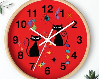 Vintage wall clock, starburst clock, space age, Atomic cat | Vintage Retro Clock