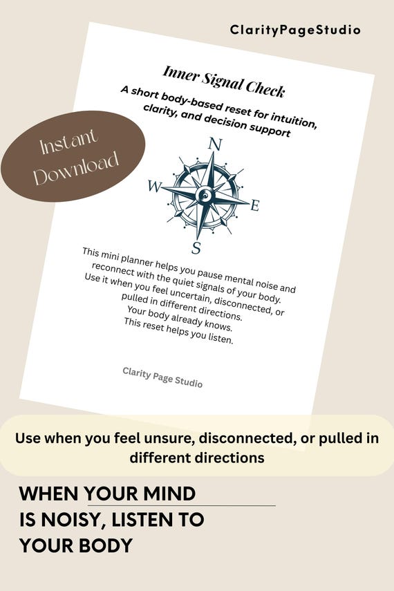 Inner Signal Check | Intuition Reset Mini Planner | Body Based Decision Clarity | Printable PDF | Instant Download