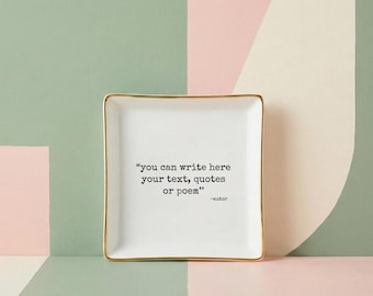 Custom Quote Trinket Dish, Personalized Text Ring Dish, Custom Jewelry Bowl, Personalized Gift for Her, Minimalist Book Lover Gift