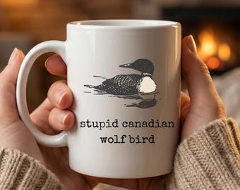 Stupid Canadian Wolf Bird Pottery Mug, Heated Rivalry Merch, Hollander Rozanov Coffee Mug, LGBT Hockey Romance Mug