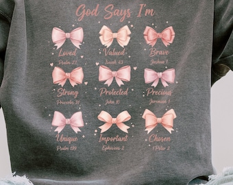 Coquette Bow Christian Sweatshirt: God Says I Am, Trendy Fall Hoodie