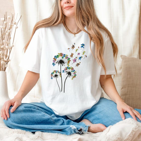 Dandelion Dancing Bears Shirt  T-Shirt Flower Dancing Bear Tee