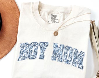 Comfort Colors® Boy Mom Shirt, Toile Floral Boy Mama Shirt, Pregnancy Announcement Boy, Mama of Boys Shirt, Mother's Day Gift, Cute Mom Tee