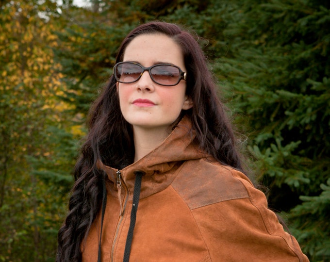 Ladies recycled suede hoodie jacket