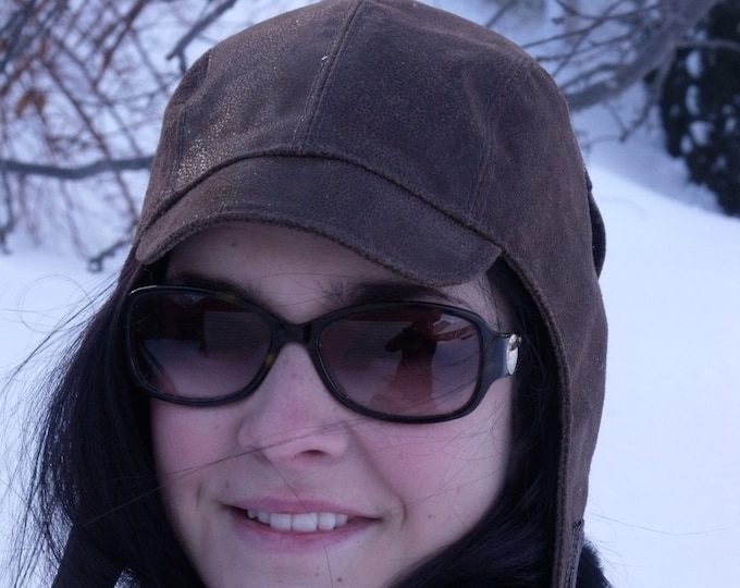 Upcycled leather hat