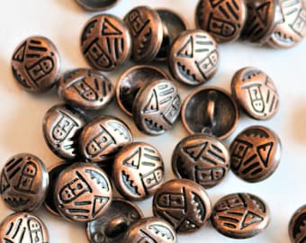 Set of copper buttons with shank
