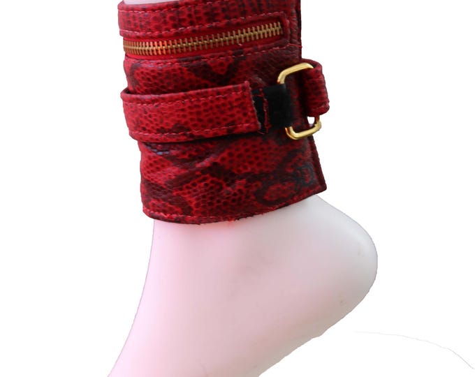 Leather ankle or wristband wallet