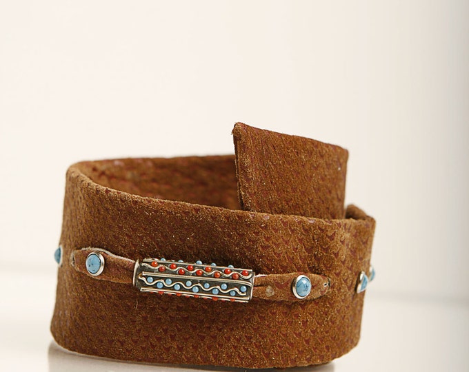 Snake print suede wristband