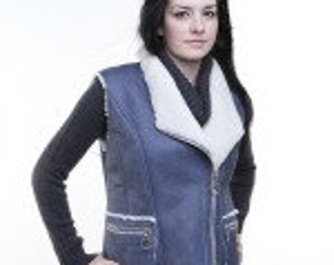 Ladies sheepskin sleeveless vest