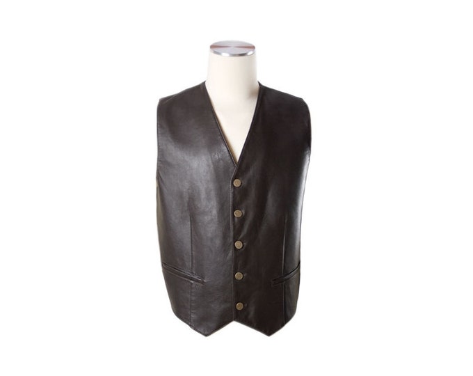Mens semi-adjusted lambskin leather waistcoat