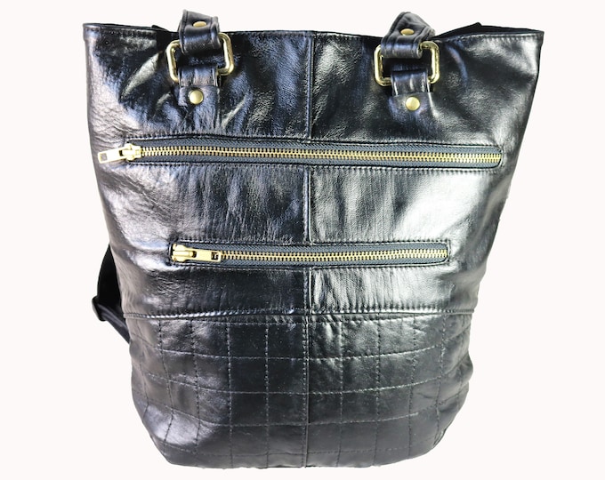 Recycled all-in one  tote and backpack.
