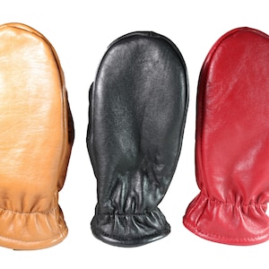 Leather mitten gloved inside for woman