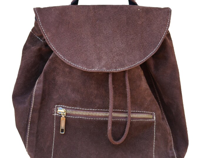 Recycled brown suede backpack